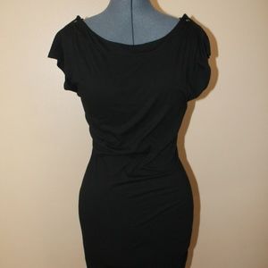 Express black cotton stretch dress with buttons